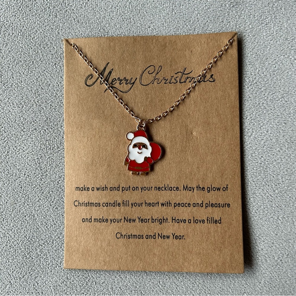 Santa Claus Necklace ~ Adjustable Gold-Tone ~ Brand New!